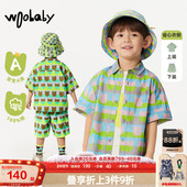 woobaby出游套装 小童 男女童24夏季 儿童短袖 花衬衫