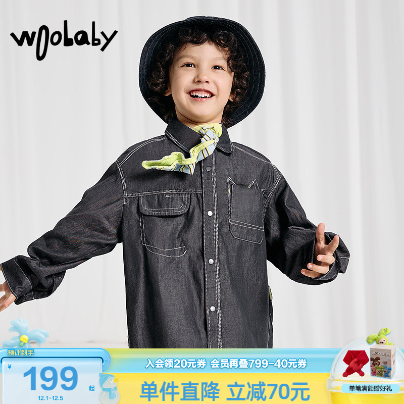 【牛仔系列】woobaby长袖衬衫