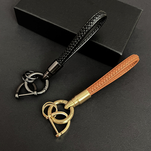 真皮编织皮绳汽车钥匙扣男士 皮质创意太空人高端情侣钥匙链挂件女