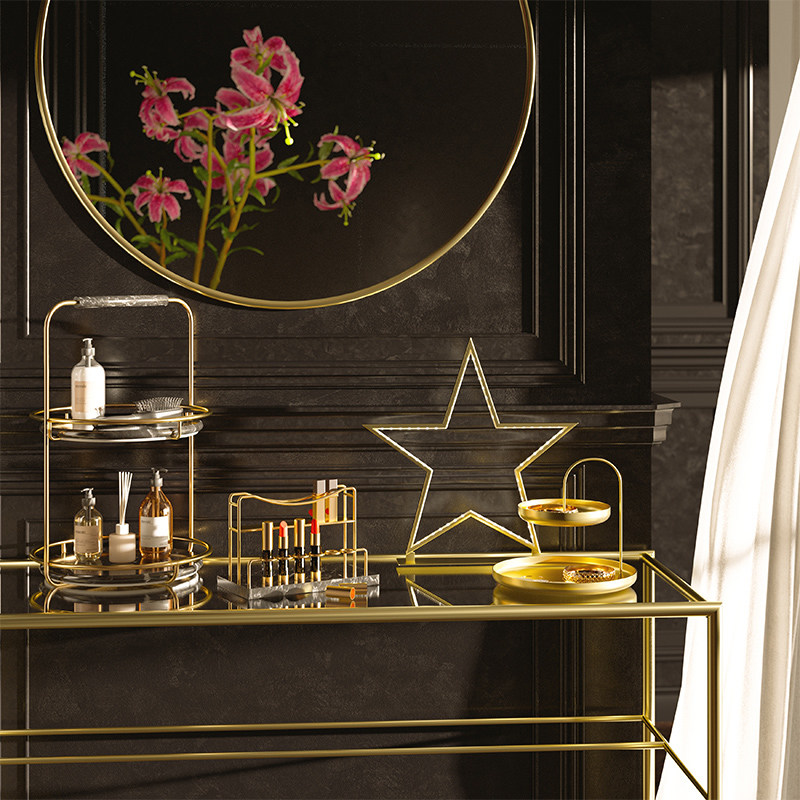 不止收纳浴室台面化妆品护肤品收纳层架桌面收纳盒大理石旋转置物