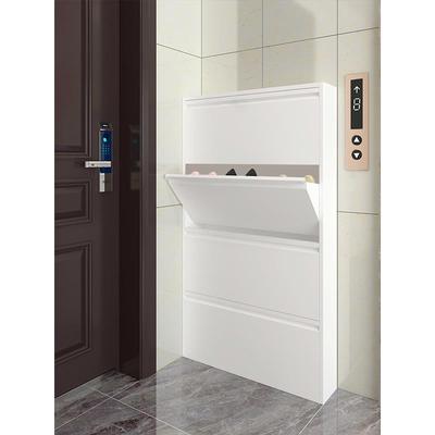 超薄鞋柜家用门口大容量12cm极窄玄关柜楼道入户门后钢制翻斗鞋柜