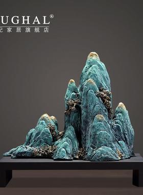 新中式假山摆件电视柜办公室开业乔迁礼物客厅玄关酒柜家居装饰品
