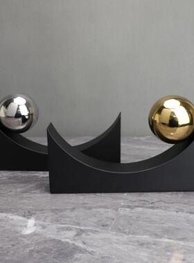 现代轻奢几何金属家居软装饰品电视柜茶几玄关酒柜样板房桌面摆件