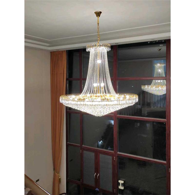 式777楼梯客厅水晶灯现代轻奢圆形别大气吊灯过墅门覆厅餐厅道小