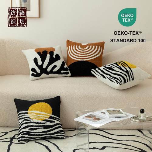 复古印象风半边绒针织枕套汽车沙发靠垫床枕家居软装配饰