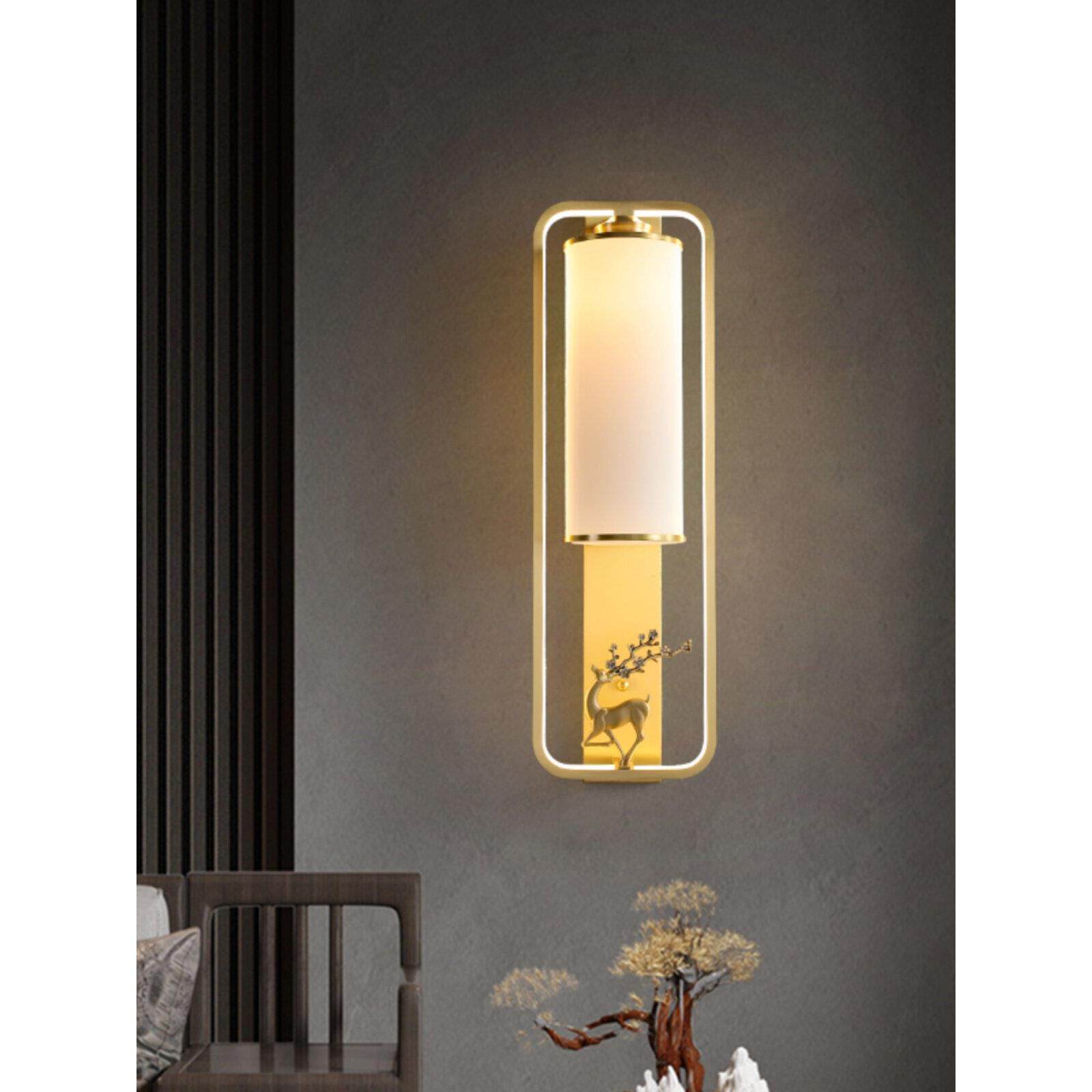 包安装新中式壁灯全铜创意客厅背景墙莲花梅花竹子迎客松菊花禅意