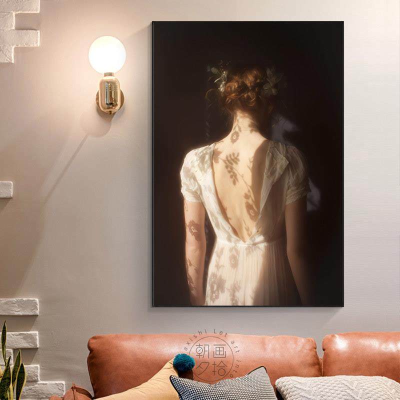 轻奢复古美女背影玄关高档装饰画服装店工作室轻奢人物墙壁挂画,家居饰品,现代装饰画,淘宝优惠券,粉丝福利购,淘宝优惠卷