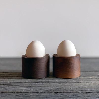 左迹实木手作鸡蛋托黑胡桃圆形蛋蛊厨房桌面收纳原木北欧风无漆