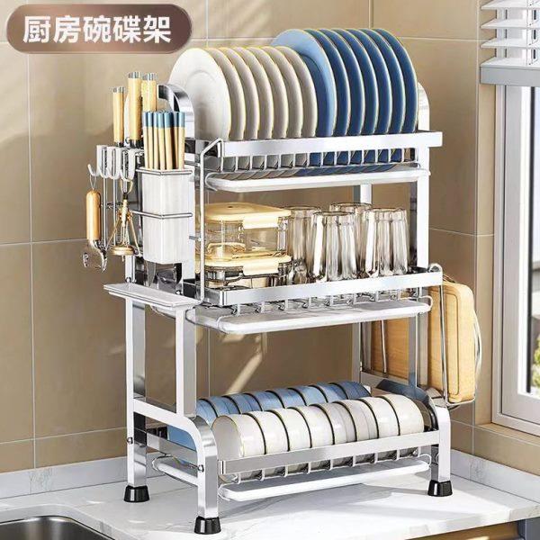 放碗碗筷收纳盒厨房碗架沥水架多功能筷子篓碗盘家用筒置物架碗柜