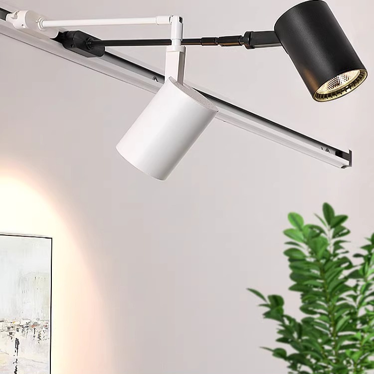 侧装横装高层聚光轨道射灯长杆画 画展厅灯座式水果服装商店轨道