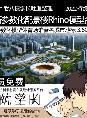 全新参数化配景建筑Rhino模型合集 体育场馆著名城市地标gh源文件