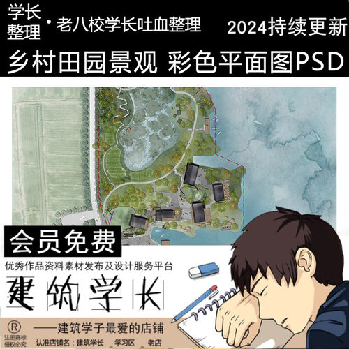 乡村田园观光农业园都市田圃景观彩色总平面PSD后期PS素材