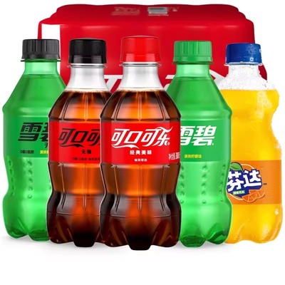 12瓶 Coca-Cola/可口可乐雪碧芬达300ml经典口味方便携带无糖0度