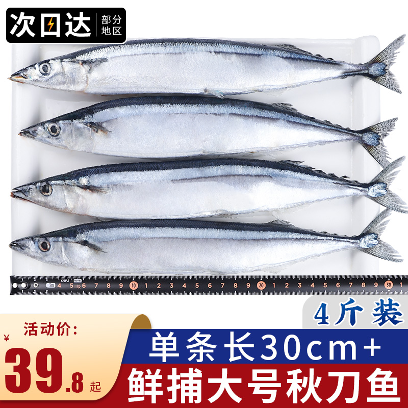 秋刀鱼新鲜冷冻商用特大号日式料理烧烤海鲜水产鲜活深海鱼4斤装