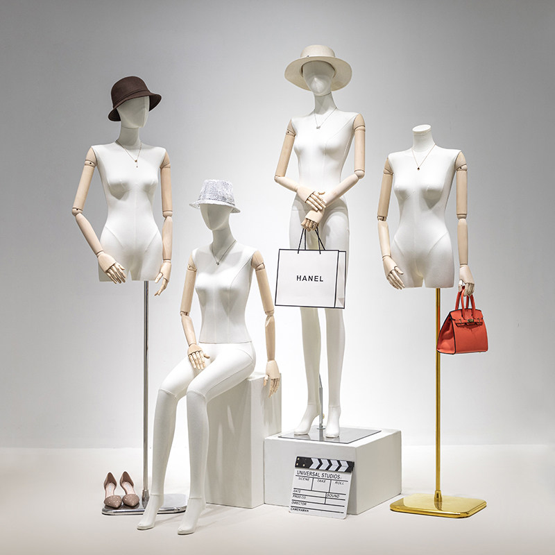 服装店挂件手平肩直角肩模特道具女半身橱窗人台全身假人偶展示架