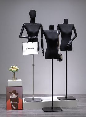 服装店韩版黑色平肩直角肩模特道具女装橱窗半身假人台展示架全身