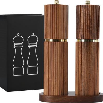 木制胡椒磨手动研磨器可调粗细花椒海盐研磨器调味瓶底座厨房工具