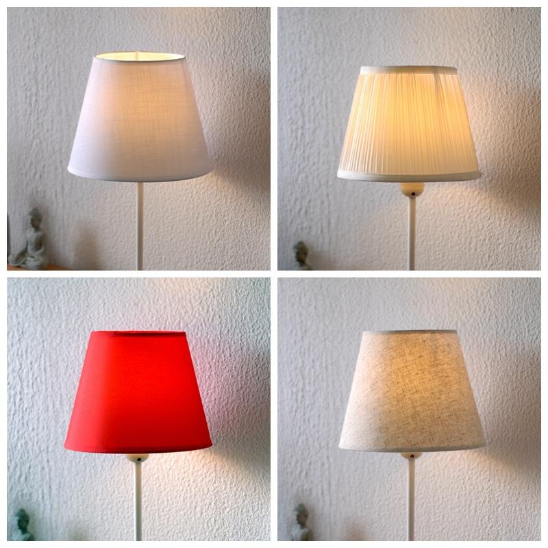 小号台灯灯罩外壳罩子 E27螺口圆形亚麻布艺卧室床头家用简约百褶