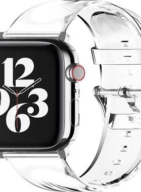 适用手表watch4/5/6se/7通用TPU透色手表带 iwatch7表带定制
