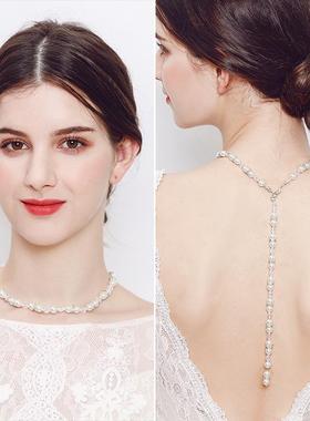 欧美时尚新娘项链 简约长款吊坠后背链项链backdrop klace定制