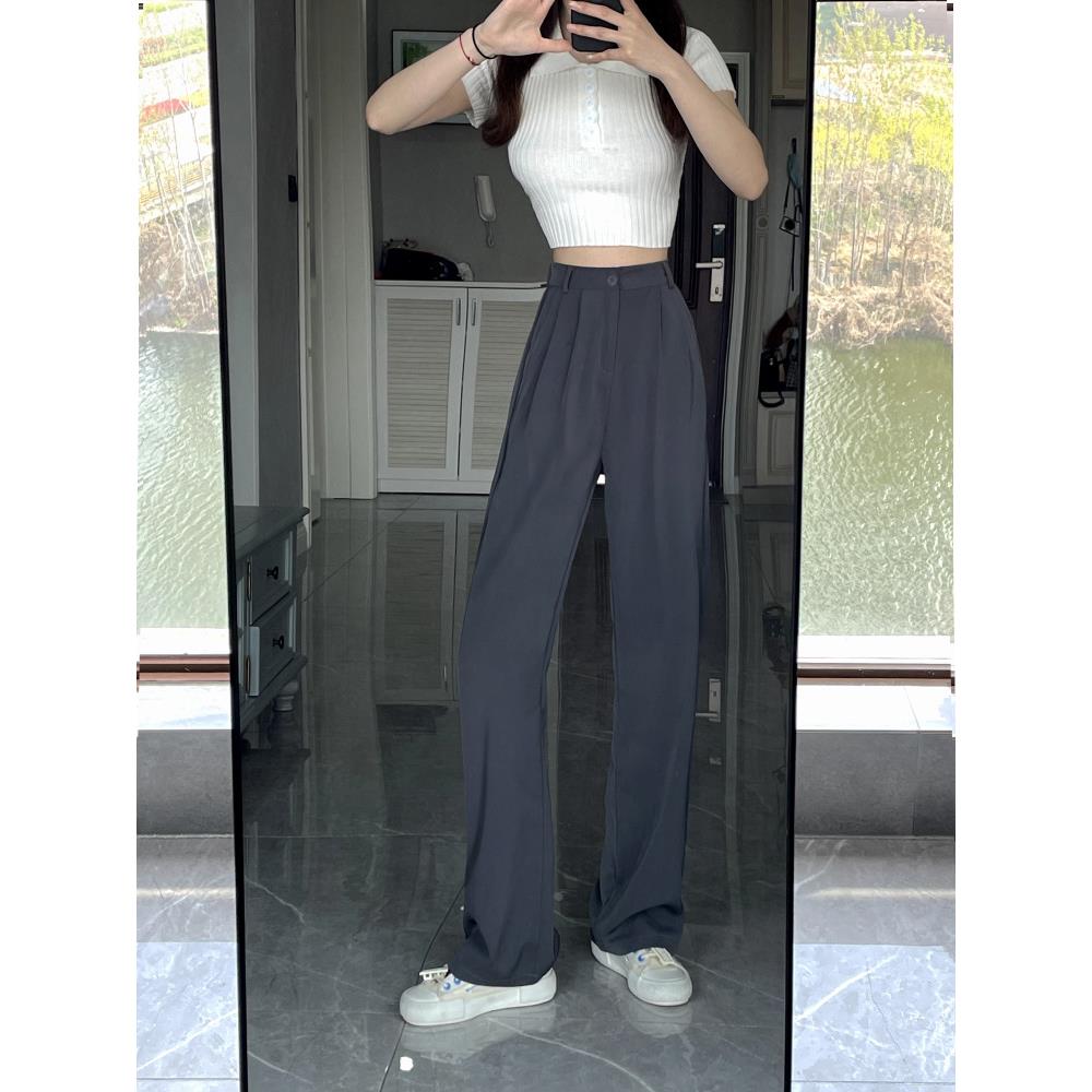西装阔腿裤女2025春秋季高腰垂感显九分加厚直筒休闲高级感西装定