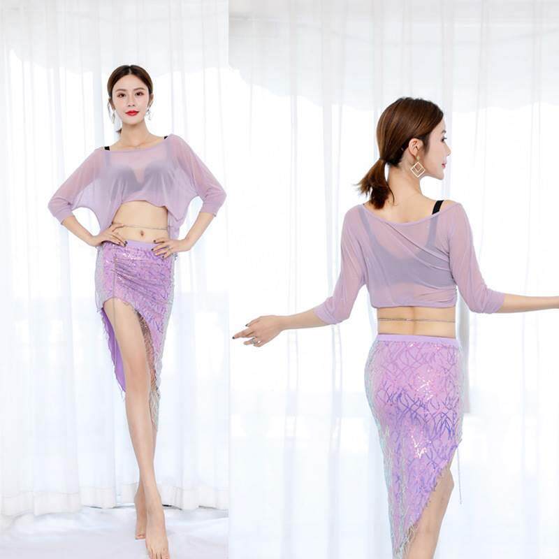 肚皮舞 练习夏季舞服练功服套装亮片服装性感东方舞蹈服初学者女