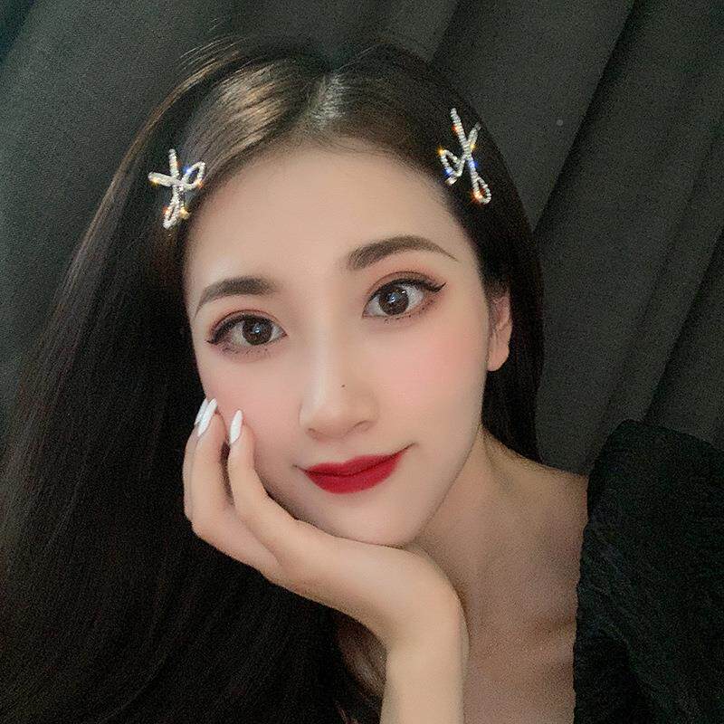 明星同款剪刀发夹边夹少女网红女卡子水钻一字夹简约刘海侧夹