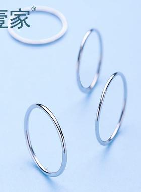 S925银戒指女戒1.2mm光面光圈细戒指日韩手饰品银指环指圈尾定制