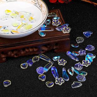【】diy饰品配件捷克琉璃幻彩珠子古风发簪制作材料定制