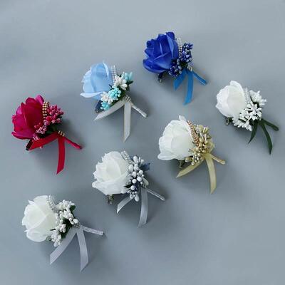 [货源结婚礼胸花西式工厂店现货速发森系浆果仿真单支玫瑰襟花]