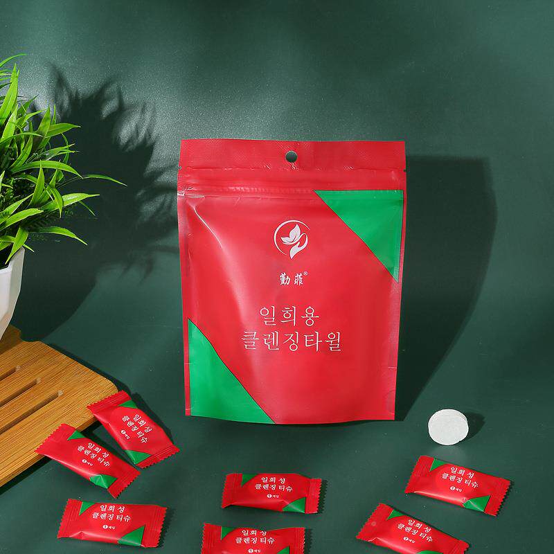 一次性压缩毛巾纯棉红色