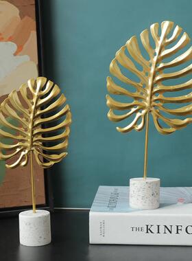 北欧风创意金属龟背竹摆件家居装饰品电视柜卧室桌面工艺品小摆设