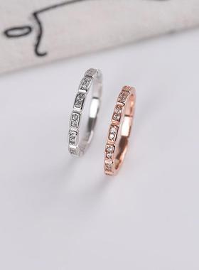 S925银单排钻戒指 韩版简单大方精致气质百搭手饰女饰品JZ-01定制