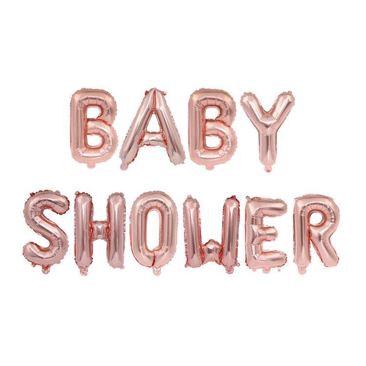 跨界16寸baby shower字母套装 宝宝生日周岁装饰布置铝箔气球定制