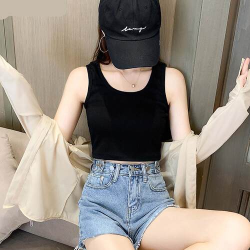背心女黑色学生外穿韩版短款百搭背带运动露肚脐内穿打底衫吊定制