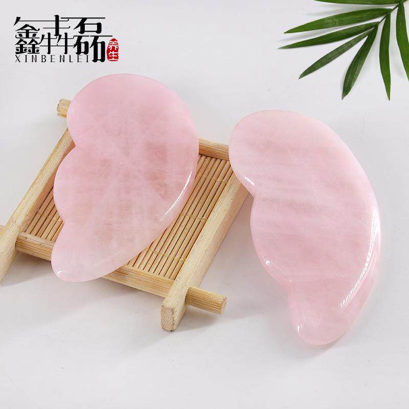 粉晶玉石面部按摩器脸部刮痧养生器材直销刮脸刮痧板制定