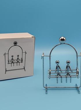 秋千双人手动摇摆小桌面摆件 创意金属工艺品家居小铁人装饰定制