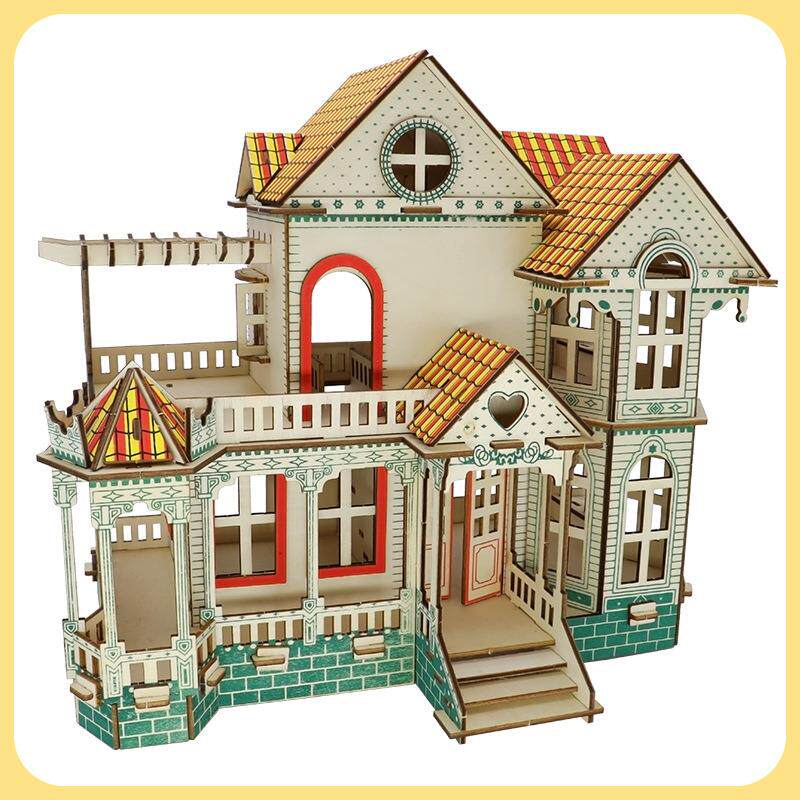 夏威夷别墅 儿童木制拼装diy仿真模型成人3d立体拼图地摊玩具定制