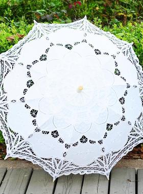 舞蹈道具摄影婚礼伞 棉布绣花工艺花边伞 蕾丝装饰伞 公主遮阳伞
