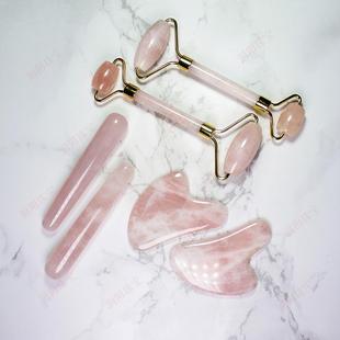 Runyangshi东海天然粉晶岫玉滚轮按摩器 脸眼眶脸部玉石棒定制