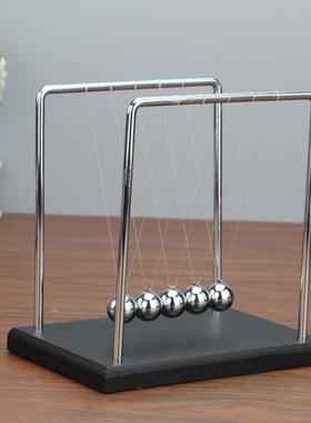 实木底座金属牛顿摆球撞球碰碰球 家居办公室装饰摆件商务礼品定