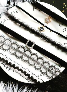 时尚高级感饰品黑色蕾丝星星吊坠项圈CHOKER颈链短款锁骨链项定制