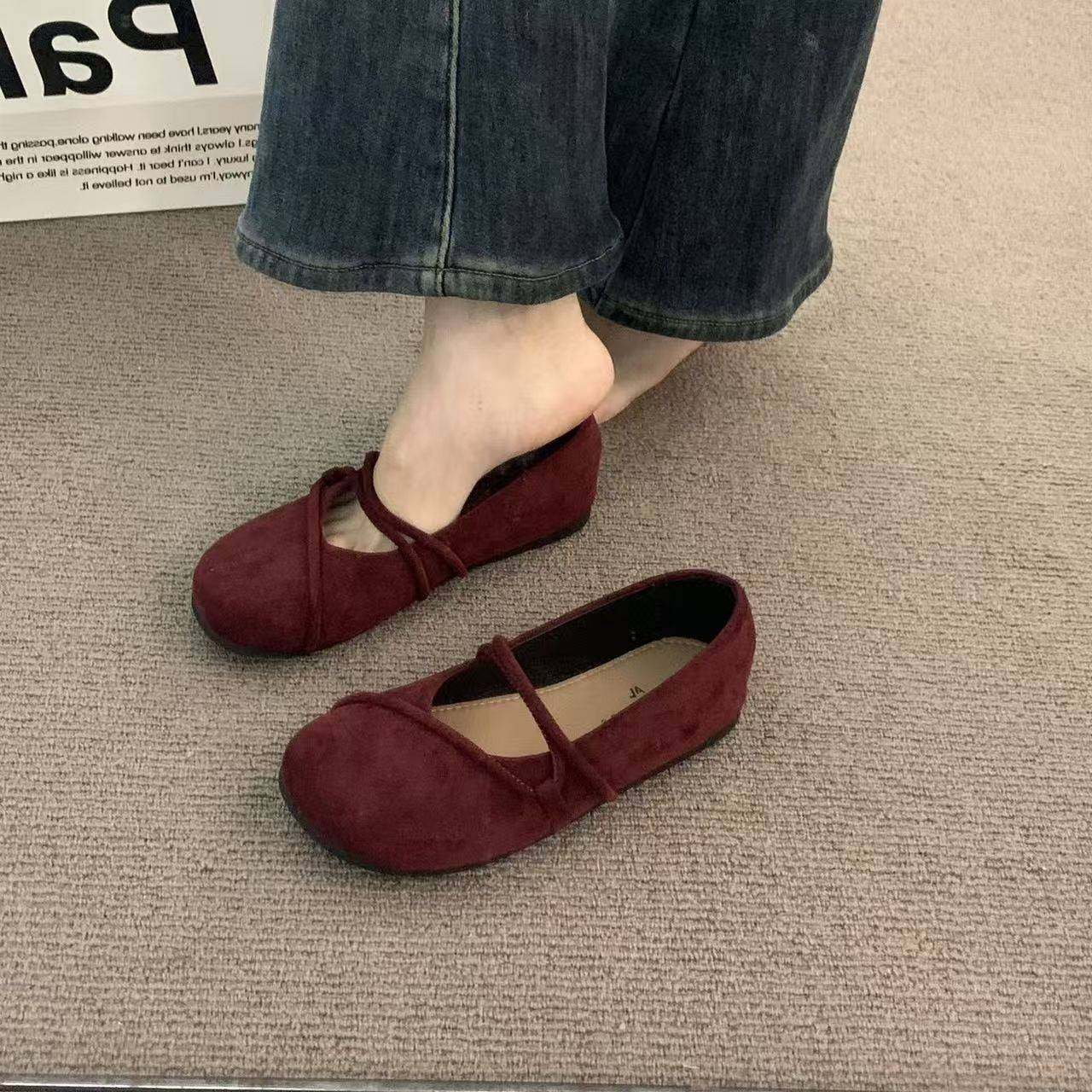 2026透气鞋子女单鞋豆豆鞋法式单鞋软底圆头复古博肯平底玛丽珍鞋,女鞋,浅口单鞋,淘宝优惠券,粉丝福利购,淘宝优惠卷