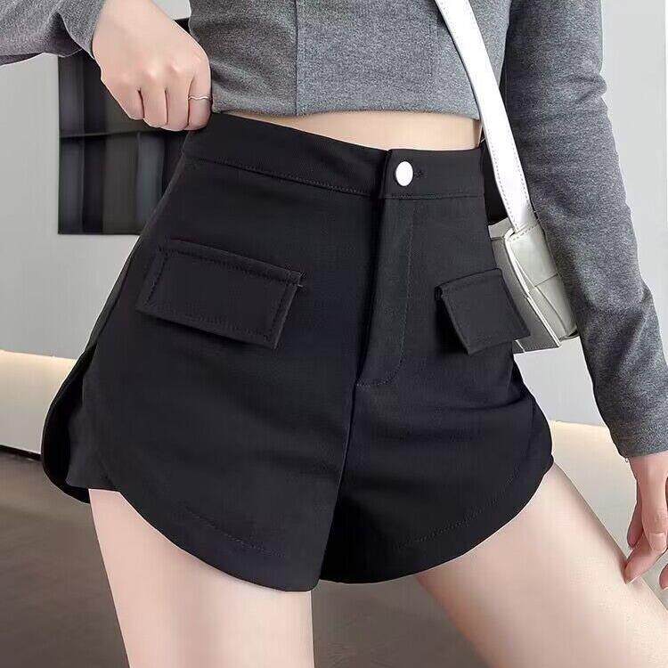 2025夏季大码胖mm黑色短裤女高腰外穿显阔脚裤小个子休闲热裤潮定