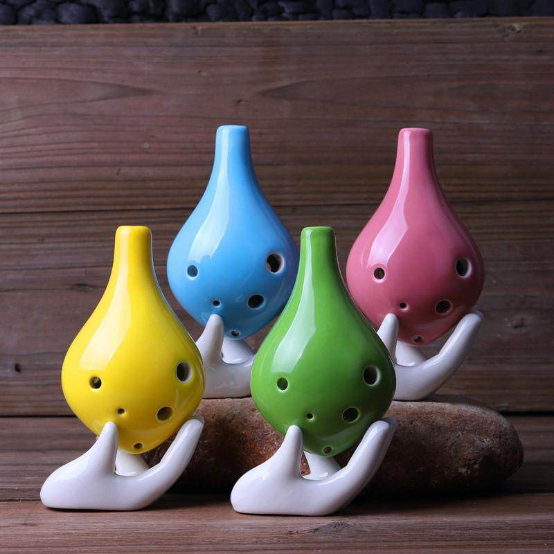 新品6孔陶笛景区销售 陶瓷制作学校教学陶笛6孔送挂绳 定制