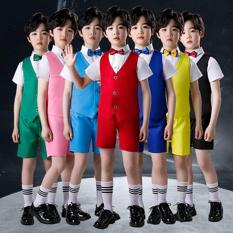 儿童西装男童春夏马甲短裤套装小童幼儿园演出生日钢琴花童礼服帅