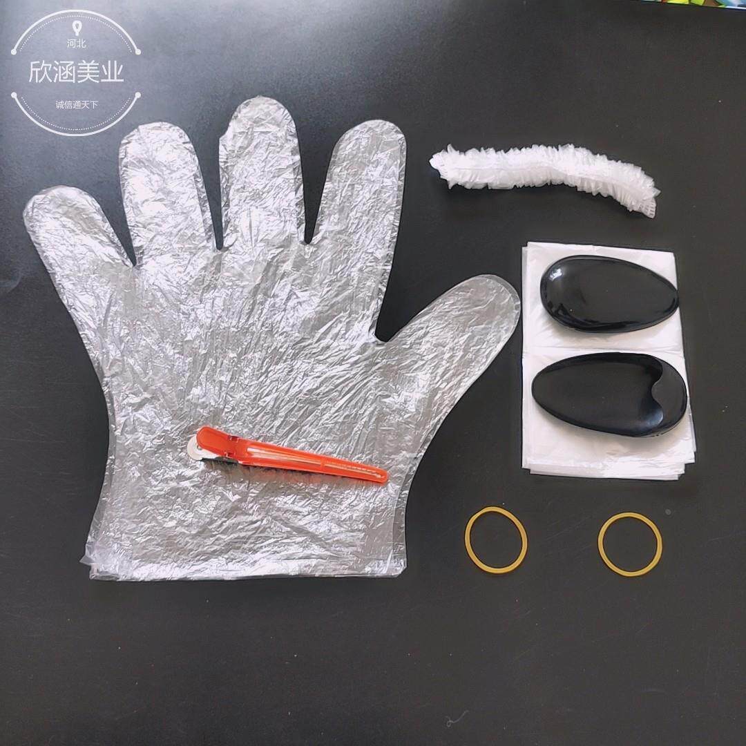 一次性染发套装一次性手套耳套平口夹浴帽皮筋一次性披肩