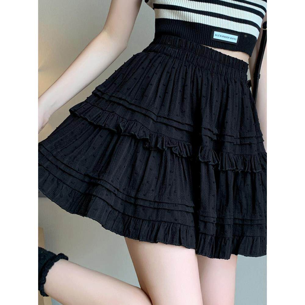 蕾丝蛋糕裙女春款半身裙学院风白色短裙高腰气质优雅a字裙子定制