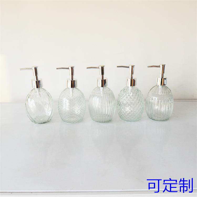 直销量大玻璃洗手液瓶350毫升皂液器乳液分装瓶空瓶定制
