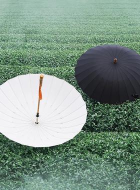 复古森系直杆实木柄雨伞制订创意24骨素色小清新长柄伞防风晴雨伞